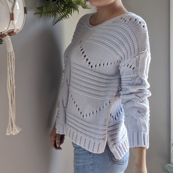 525 America Ice Blue Cable Knit Sweater 